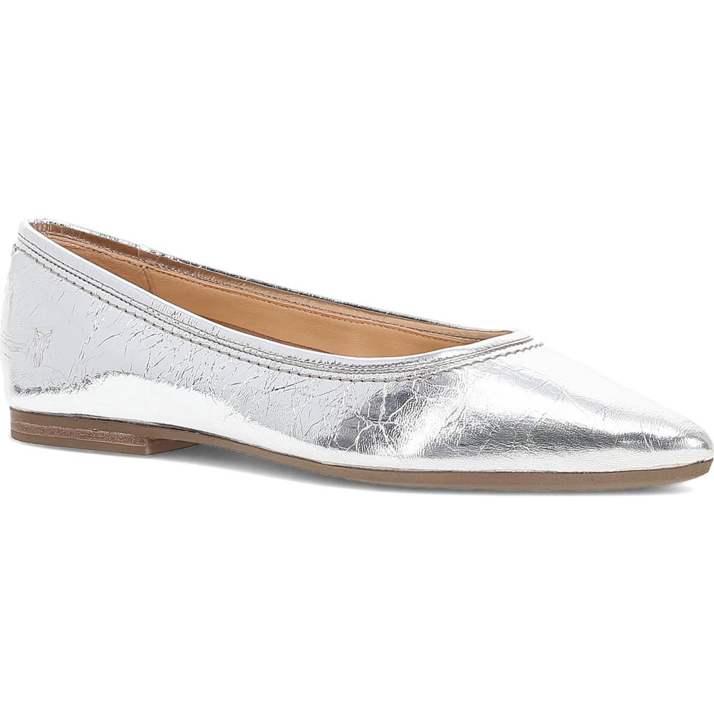 Frye Heather Pointed Toe Flat In Silver