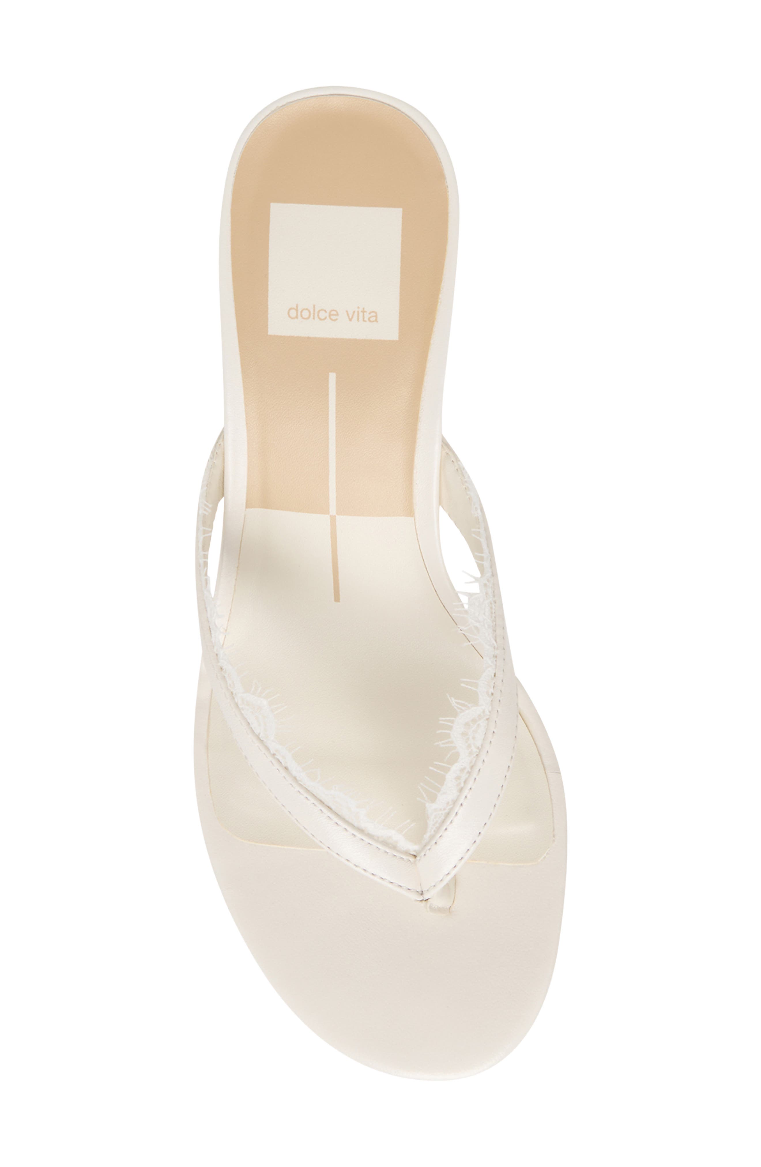 Dolce Vita Daksie Lace Trim Sandal, Alternate, color, True White Leather
