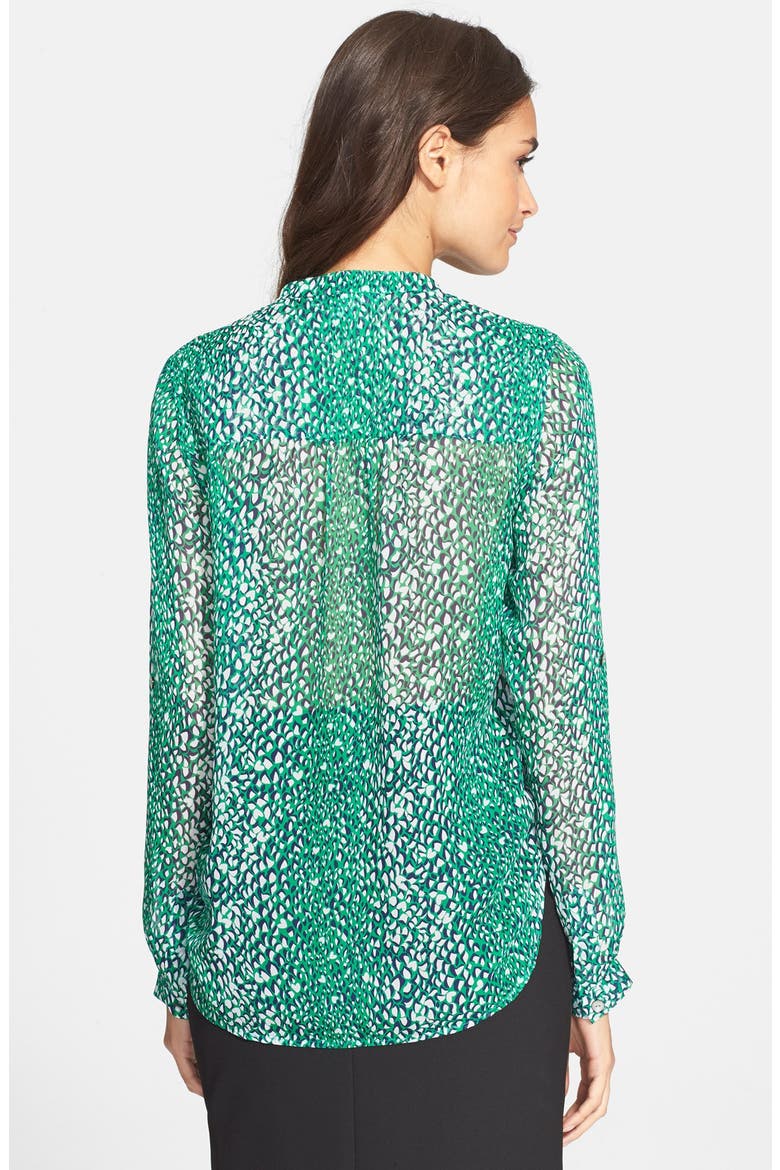 'Harlow' Abstract Print Silk Blouse, Alternate, color, SNAKES HEART GREEN