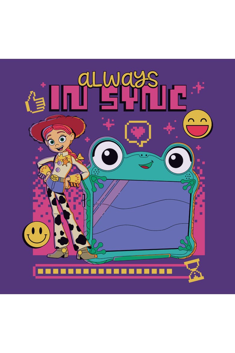Men's Toy Story 5 Always In Sync Lily And Jessie  Graphic T-Shirt, Alternate, color, Purple