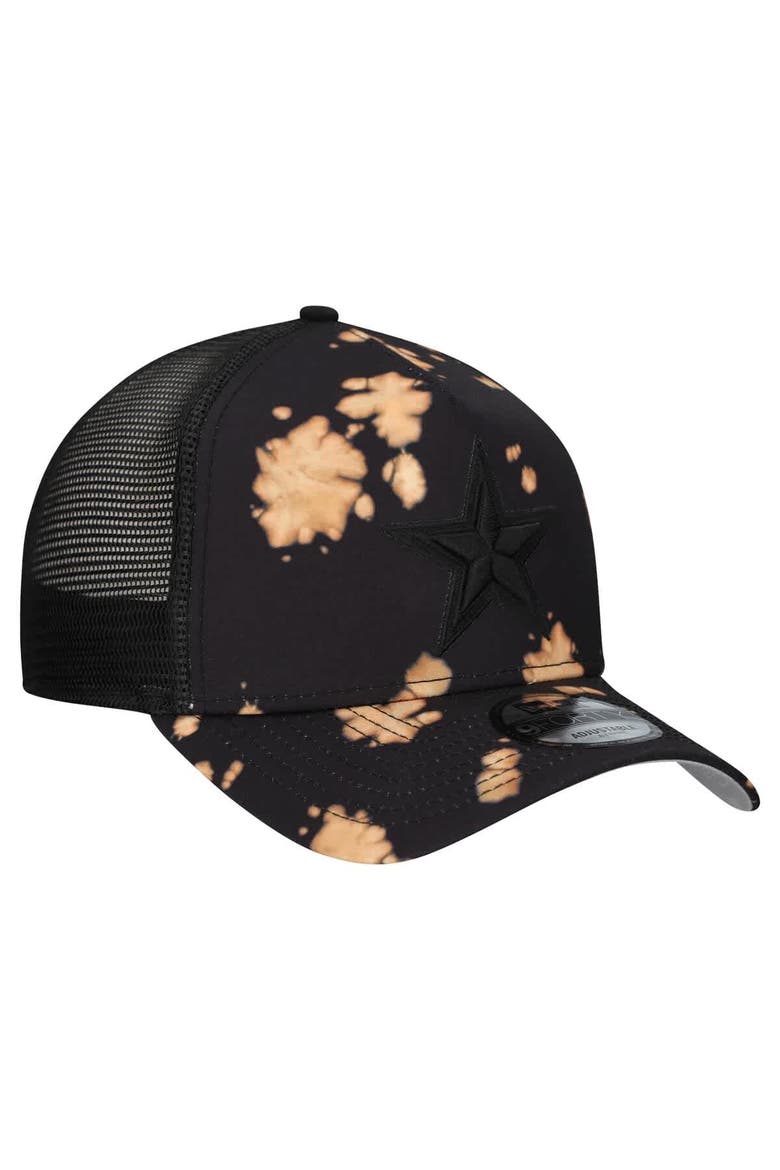 Men's New Era Black Dallas Cowboys Bleached 9FORTY A-Frame Adjustable Hat, Alternate, color, Black