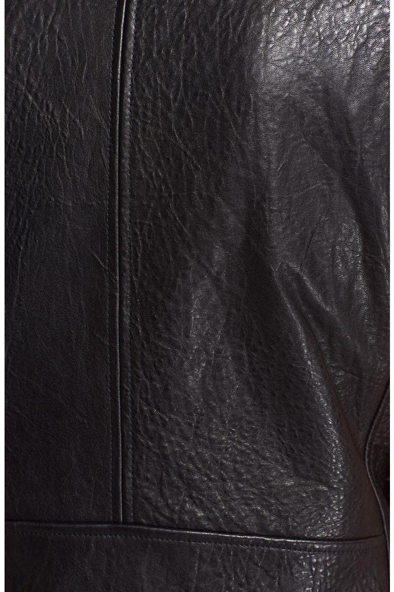 'Castor' Classic Textured Leather Moto Vest, Alternate, color, BLACK
