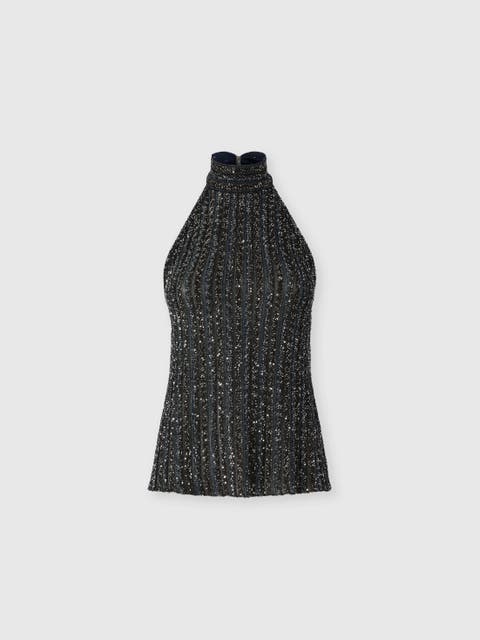 Halterneck Top With Sequin Applications