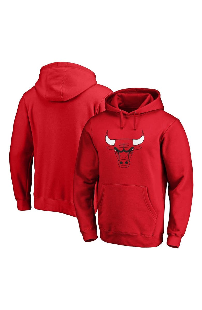 FANATICS Men's Fanatics Branded Red Chicago Bulls Icon Primary Logo Fitted Pullover Hoodie, Alternate, color, 