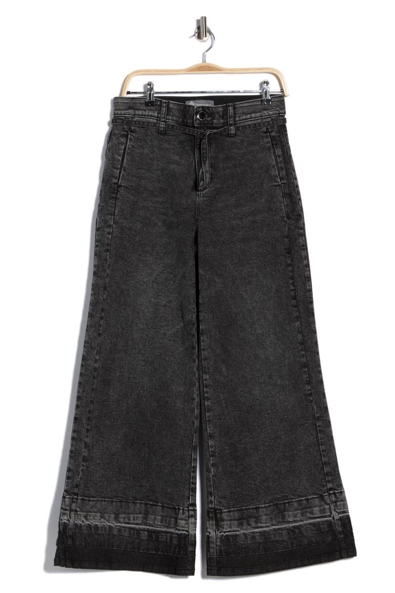 Tie Waist Wide Leg Jeans, Alternate, color, WASHED BLACK