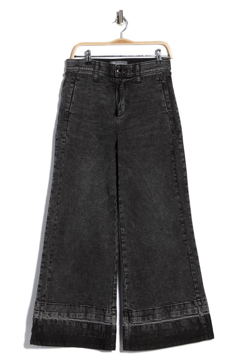 Democracy Tie Waist Wide Leg Jeans, Alternate, color, Washed Black