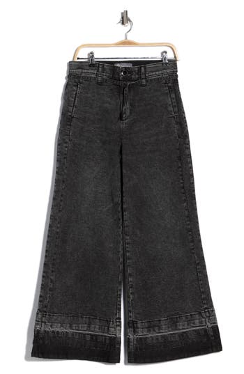 Democracy Tie Waist Wide Leg Jeans In Black