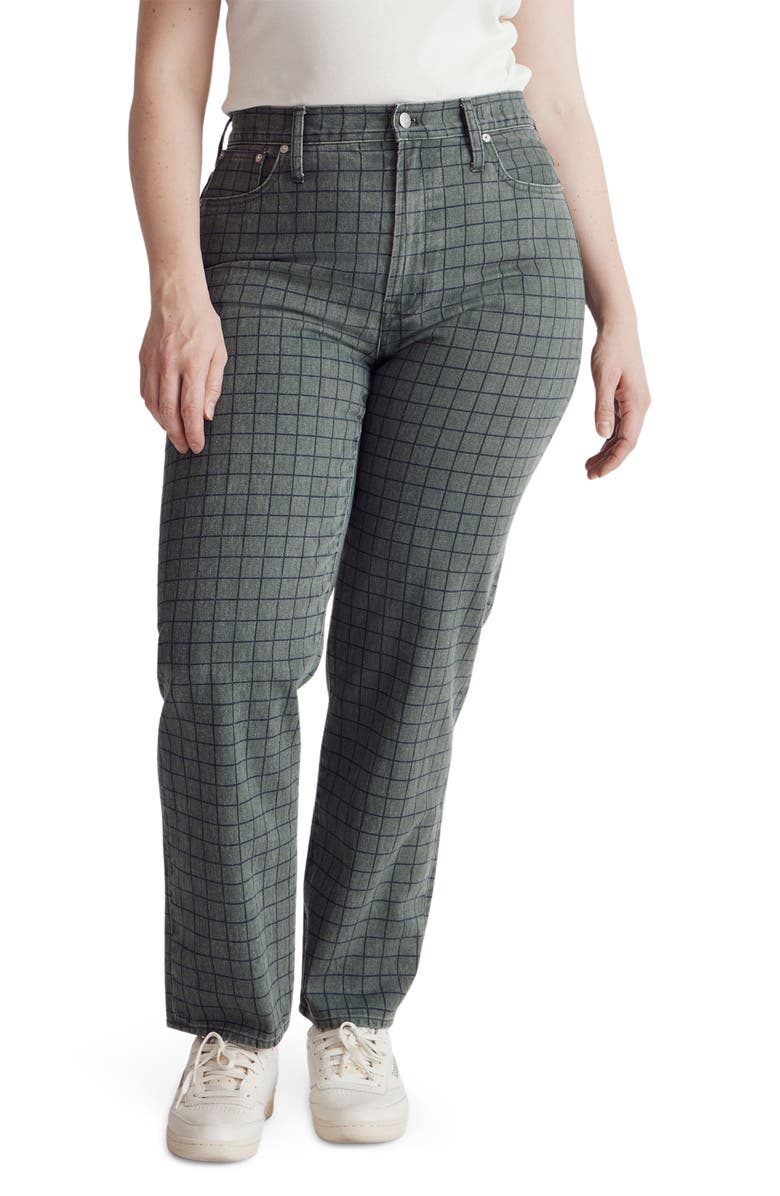 Madewell The Perfect Vintage Plaid High Waist Straight Leg Jeans, Alternate, color,