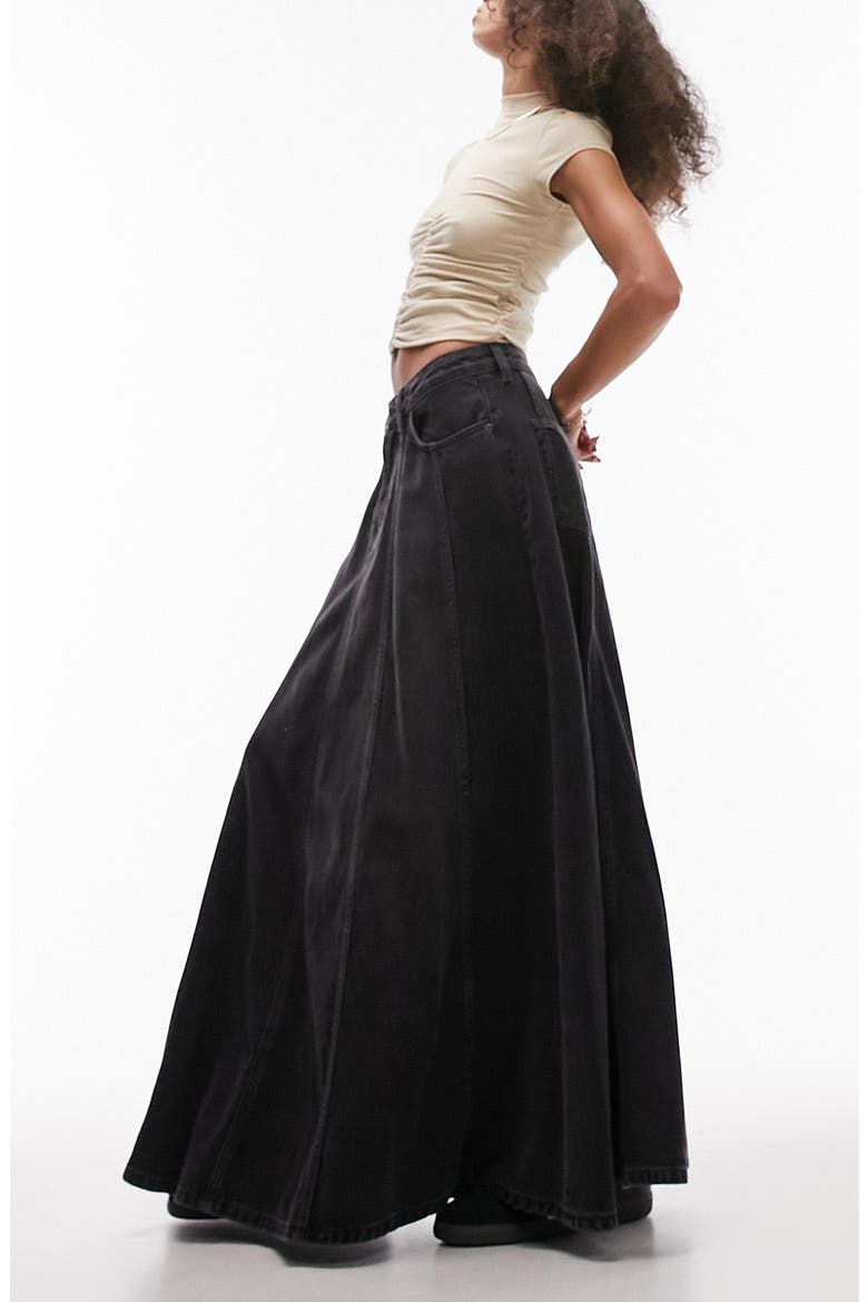 Denim Circle Maxi Skirt, Alternate, color, BLACK