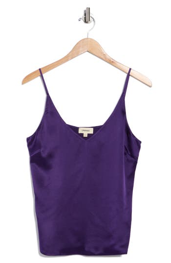 L'agence Gabriella V-neck Silk Camisole In Purple
