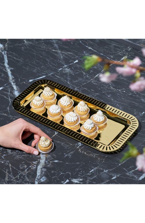 Anna New York Striations Small Rectangle Serving Tray, 13.75" In Gold