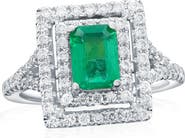 SOUZANA by Suzy Levian 14K White Gold 0.95ct Emerald & 0.65cttw Diamond Ring
