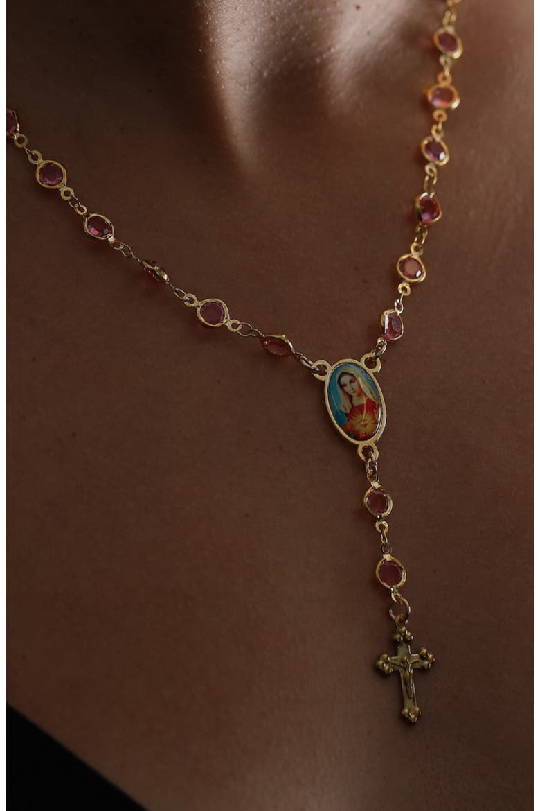 The Red Stone Rosary Necklace, Alternate, color, GOLD/PINK