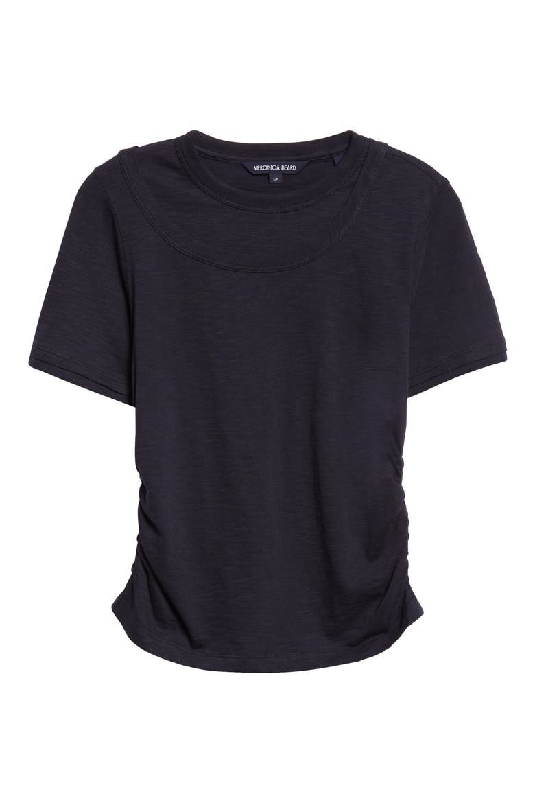 Damian Ruched Double Collar T-Shirt, Alternate, color, NAVY