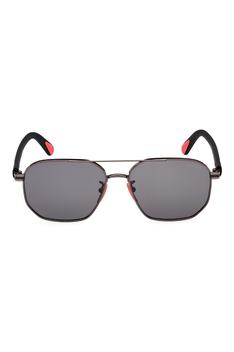 56mm Aviator Sunglasses, Main, color, SHINY GUNMETAL / SMOKE