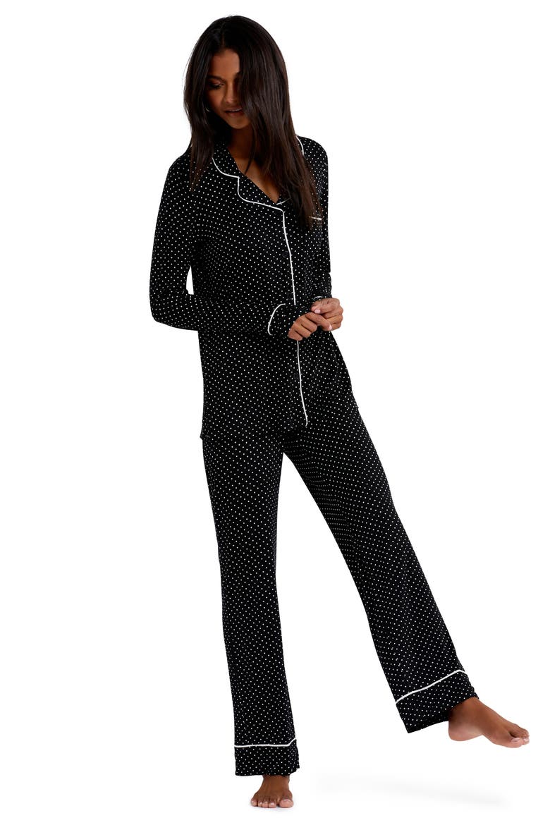 Button-Up Maternity/Nursing Pajamas, Alternate, color, BLACK WHITE DOT