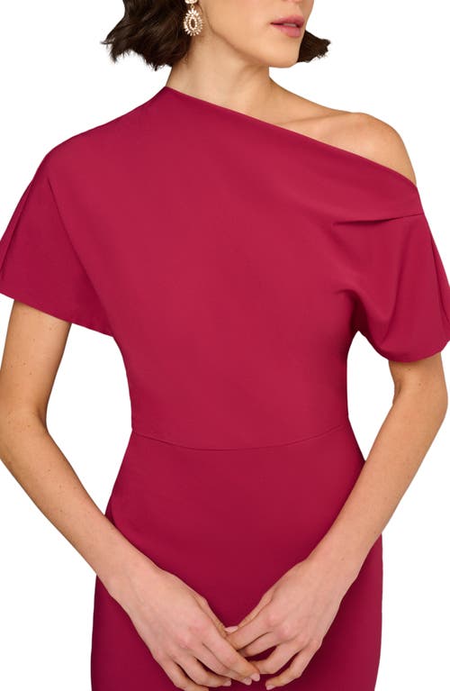 Aidan Mattox One-shoulder Stretch Crepe Cocktail Midi Dress In Red