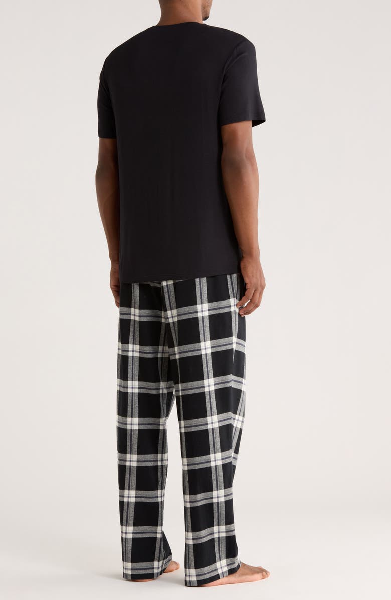 NORDSTROM RACK T-Shirt & Flannel Pajama Pants Set, Alternate, color, Black Bennett Plaid