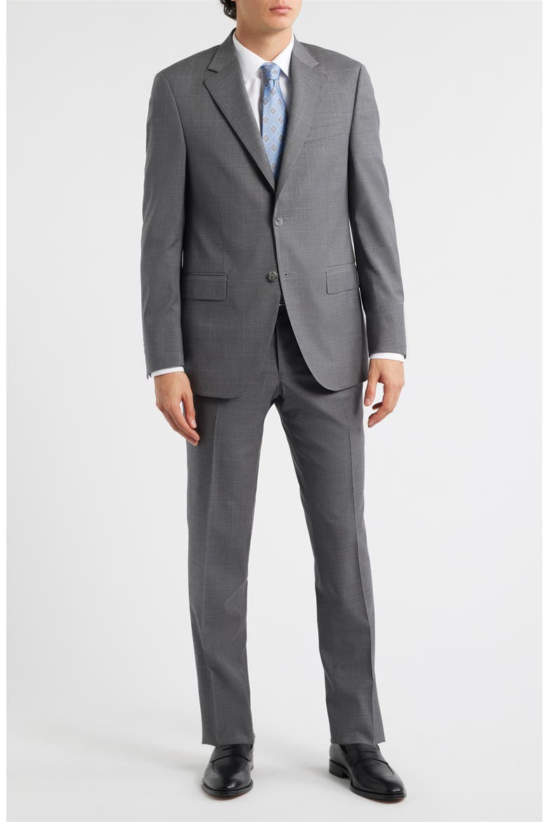 Flynn Classic Fit Grey Windowpane Check Wool Suit, Main, color, GREY