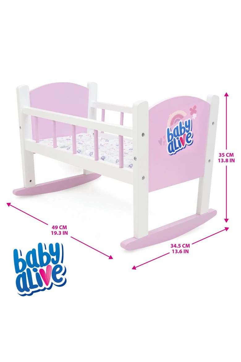 Baby Alive Wooden Doll Cradle Rocking Bed, Alternate, color, Multicolored