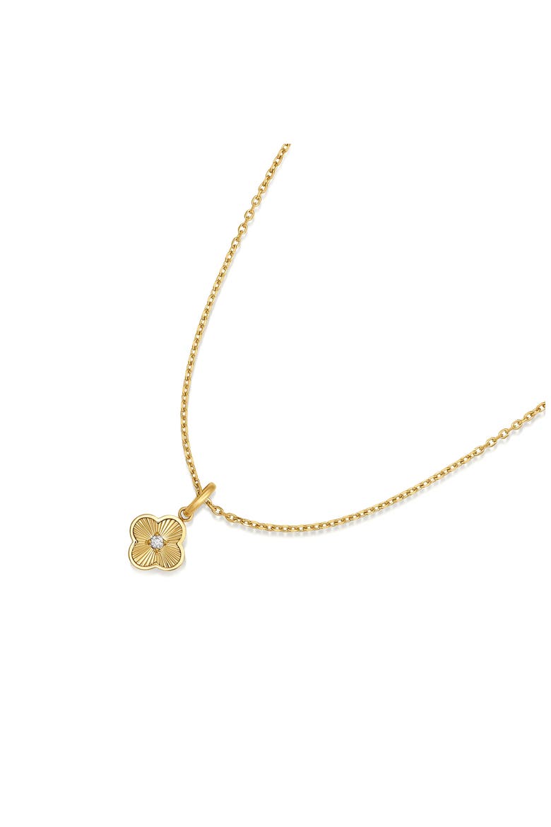 Pleated Clover Pendant Necklace, Alternate, color, GOLD