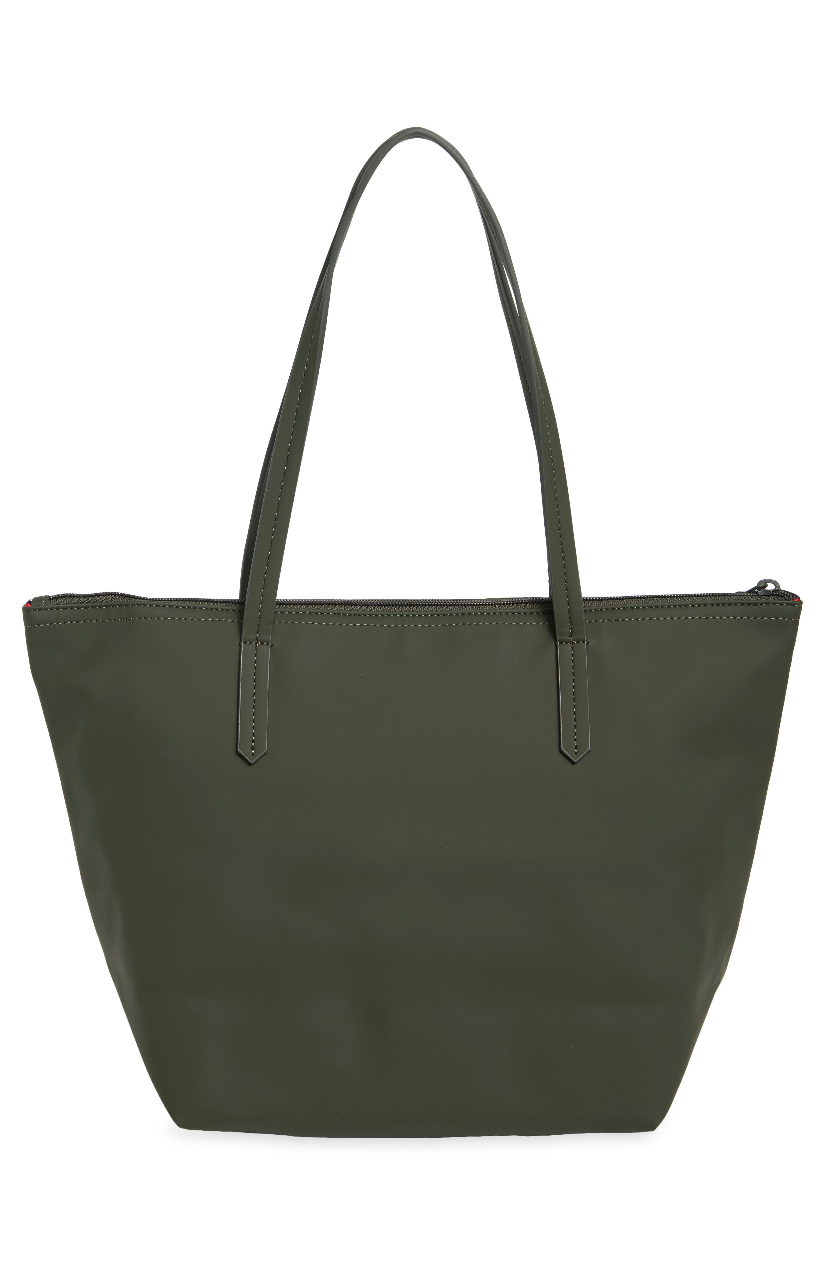 Large Faux Leather Tote, Alternate, color, DARK GREEN