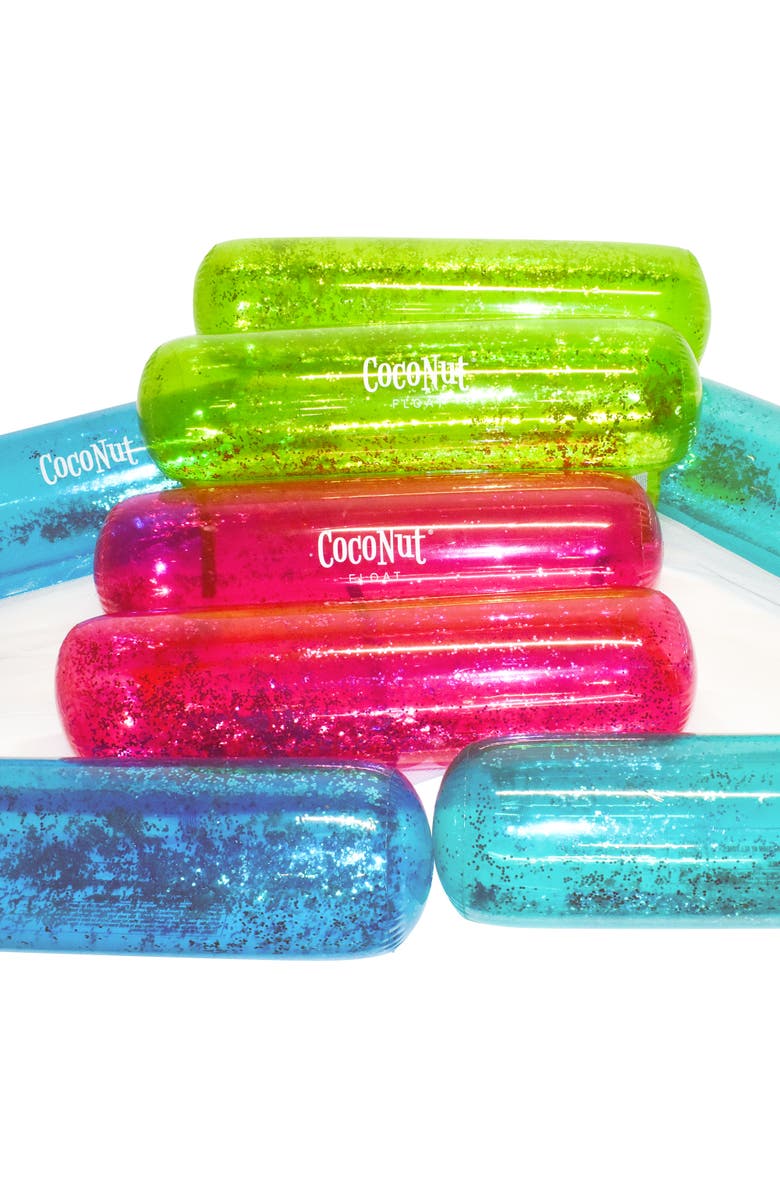 Coconut Float Green Glitter Hammock Pool Lounger 49" X 30" Inflatable Drifter, Alternate, color, Green