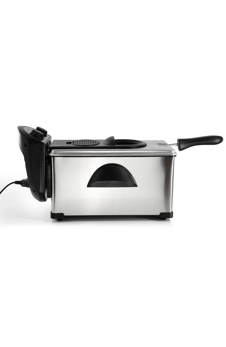 Megachef 3.17 Quart Stainless Steel Electric Deep Fryer with Timer, Alternate, color, Grey