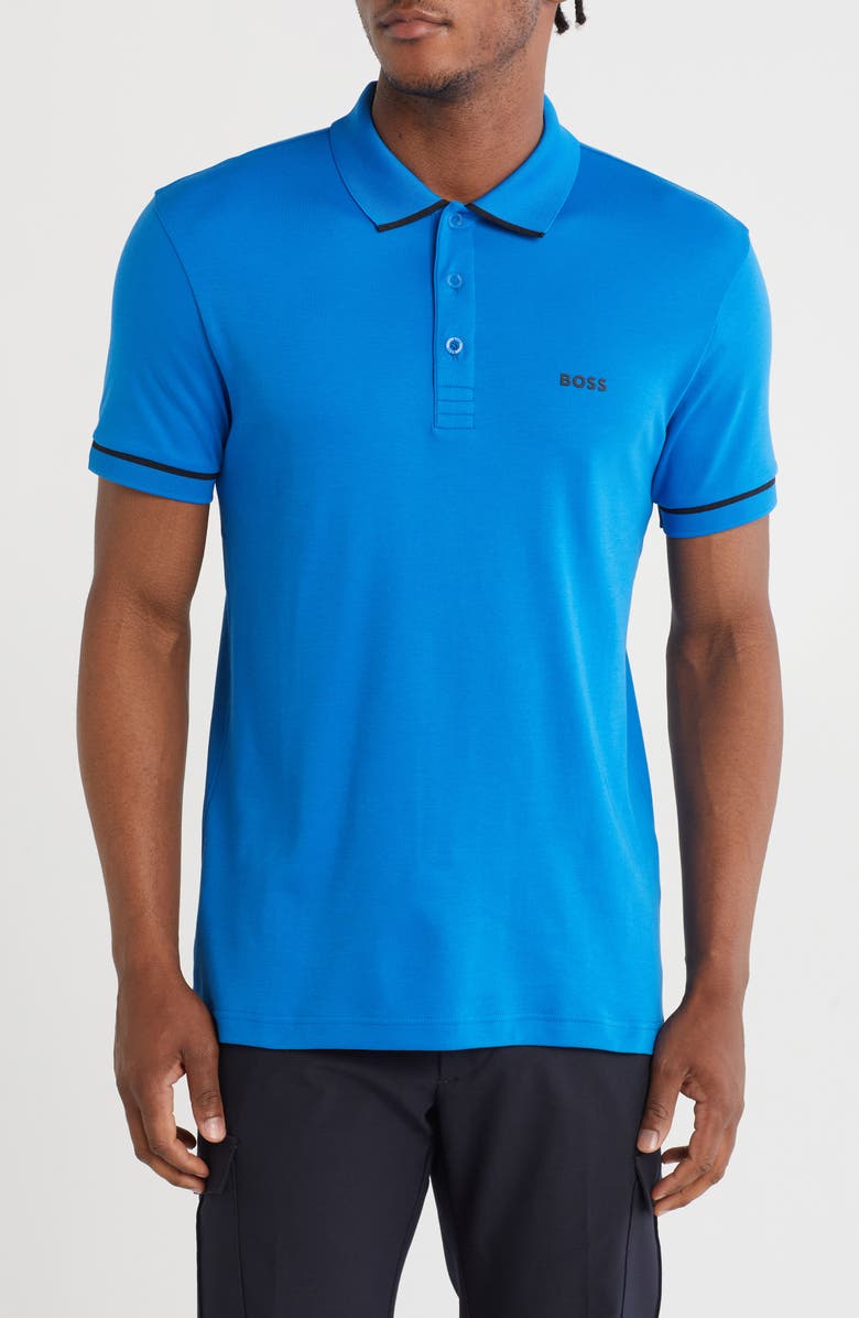 BOSS Paule Cotton Polo, Main, color, Open Blue
