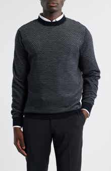Emporio Armani Textured Dot Virgin Wool Crewneck Sweater