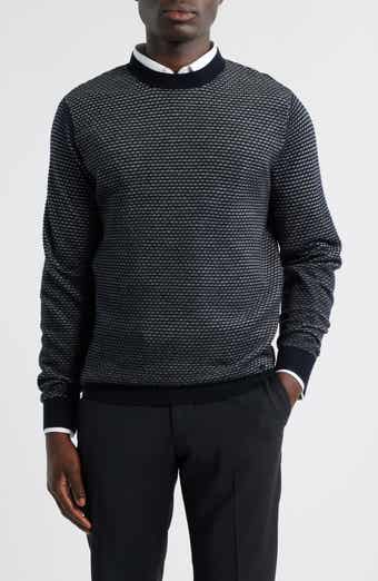 Emporio Armani Textured Dot Virgin Wool Crewneck Sweater