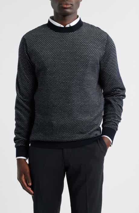 Emporio Armani Textured Dot Virgin Wool Crewneck Sweater