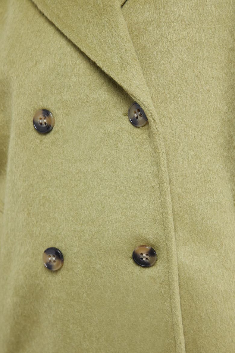 Oversized Pleat Back Detail Maxi Coat, Alternate, color, Green