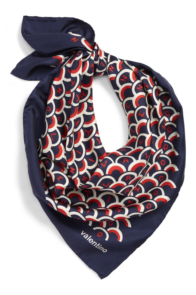 Scale Silk Scarf, Main, color, PURE BLUE/ MATTONE-AVORIO