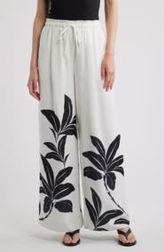 KOBI HALPERIN Vera Tie Waist Floral Print Wide Leg Pants