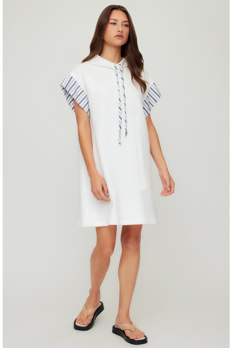 Dayna Contrast Detail French Terry Hoodie Minidress, Alternate, color, OFF WHITE