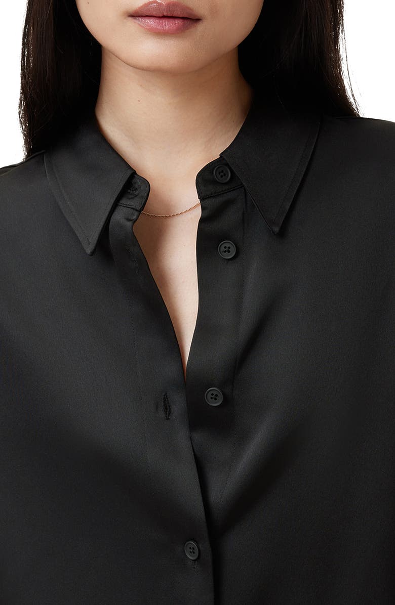 AllSaints Myrtle Longline Satin Shirt, Alternate, color,