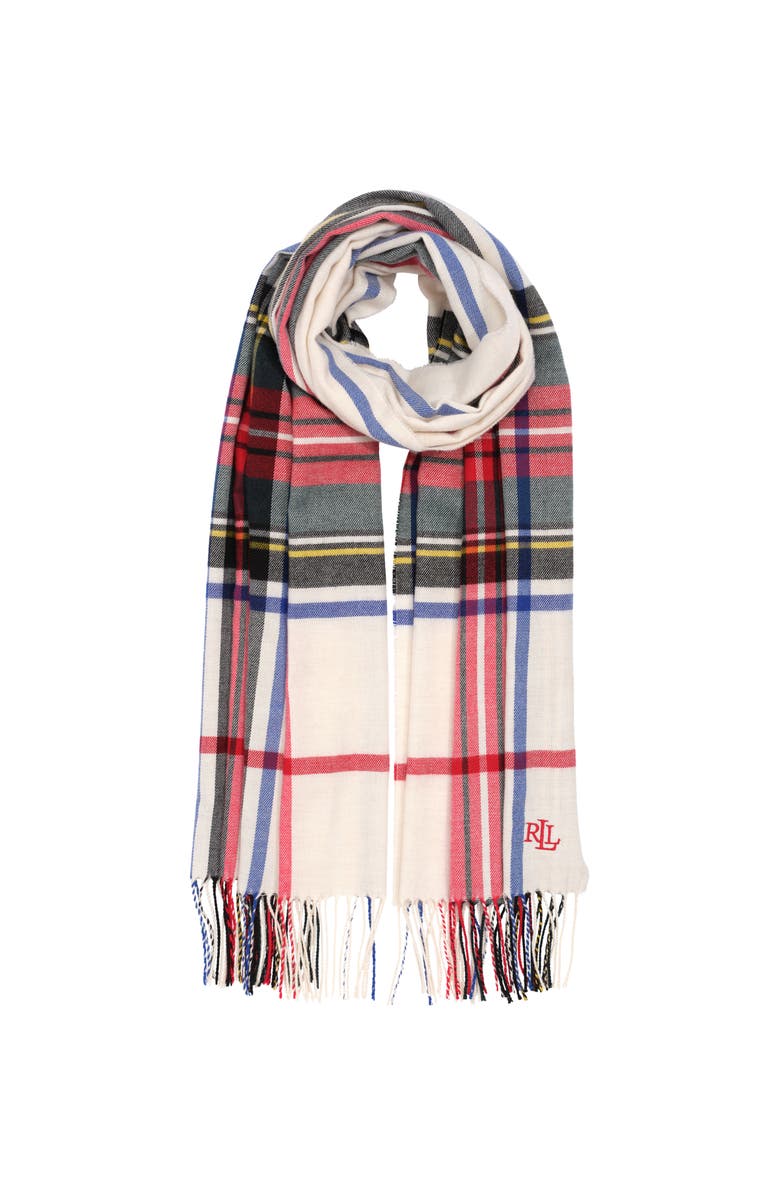 ZZDNU Lauren Ralplh Lauren Exploded Plaid Scarf Update, Main, color, Cream Stewart