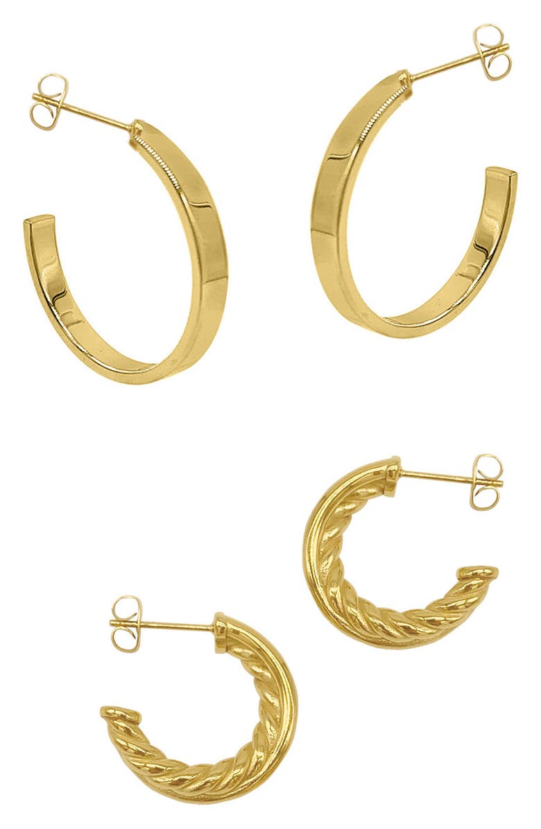 Adornia Set of 2 Hoop Earrings, Main, color, Gold