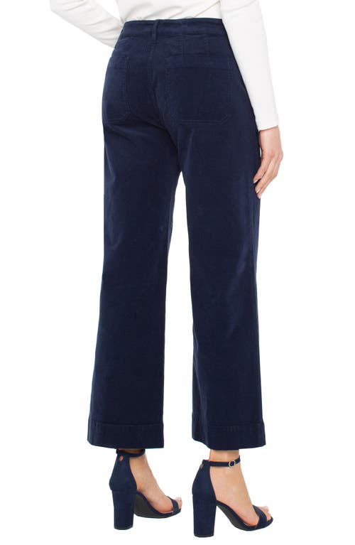 Liverpool Los Angeles Patch Pocket Mid Rise Ankle Wide Leg Corduroy Pants In Blue