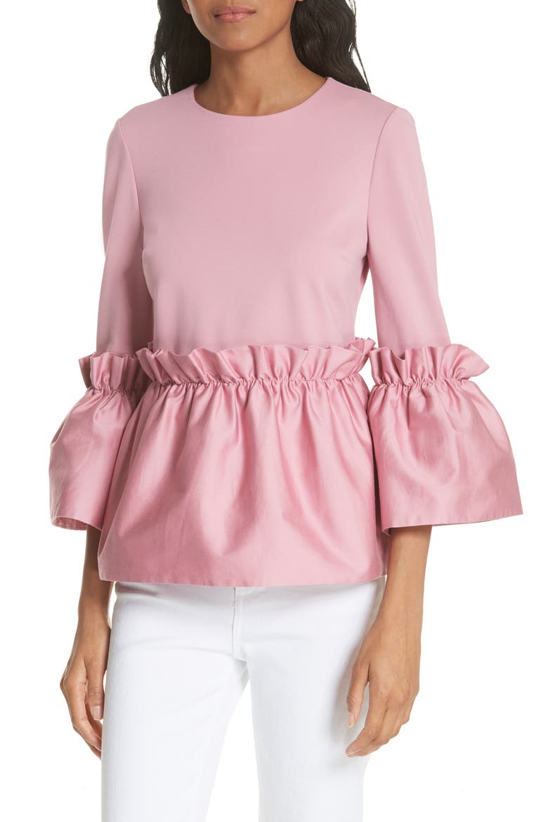 Pleat Ruffle Top, Main, color, DUSKY PINK