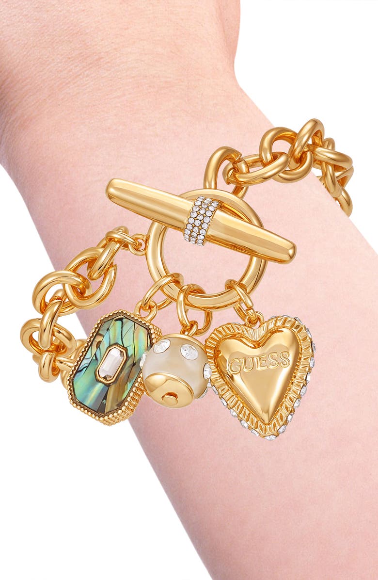 GUESS Charm Toggle Bracelet, Alternate, color, Gold Tone