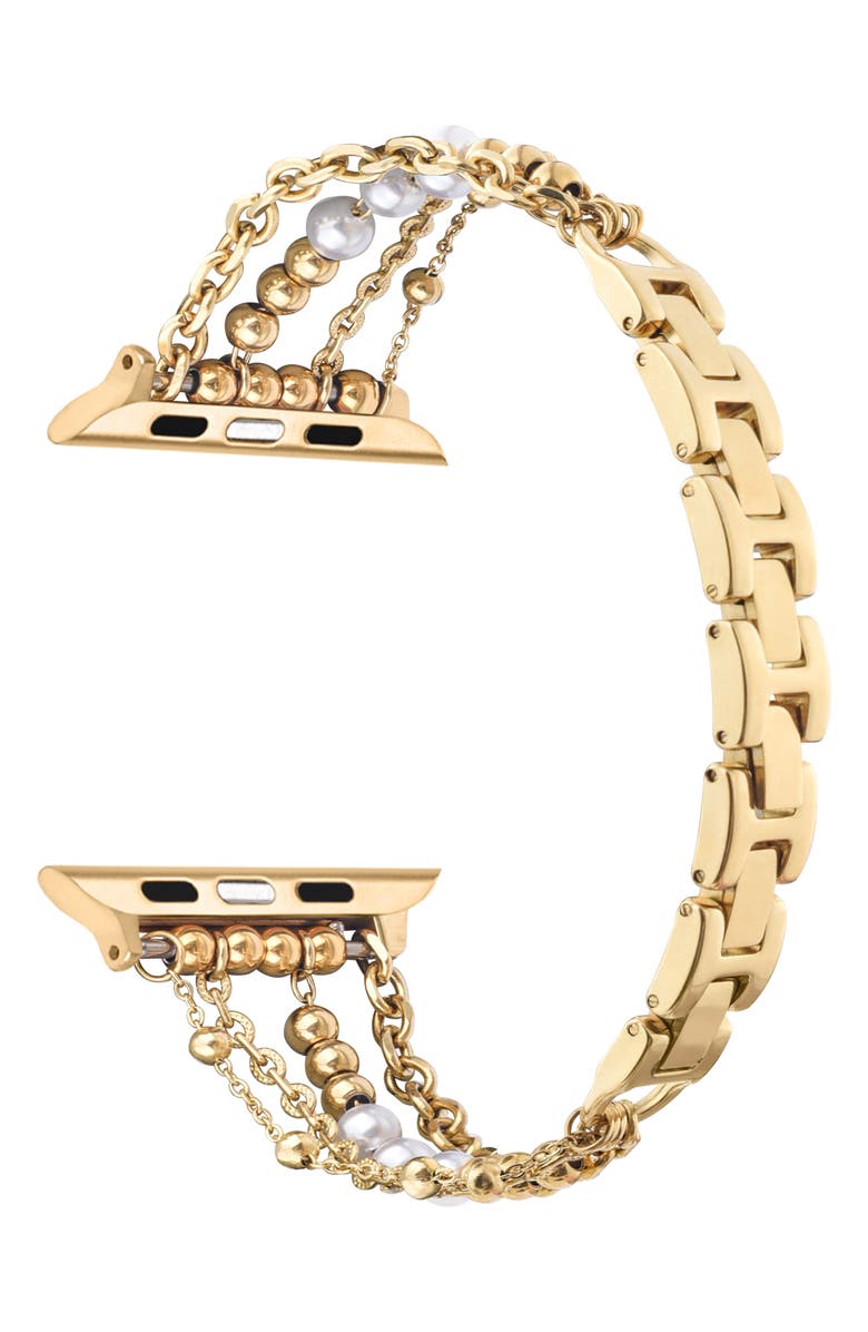 The Posh Tech Michelle Stainless Steel Apple Watch<sup>®</sup> Watchband, Alternate, color, Gold