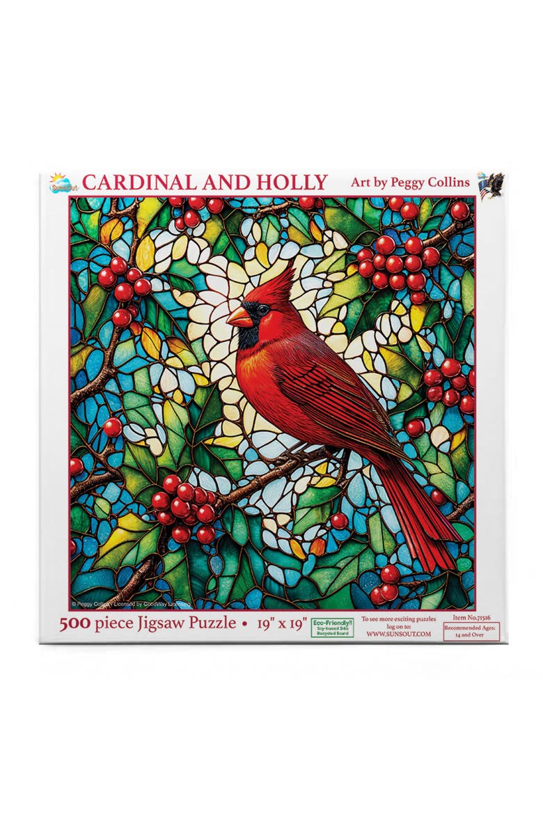Cardinal and Holly 500 piece Jigsaw Puzzle for Adults, Alternate, color, Multicolor
