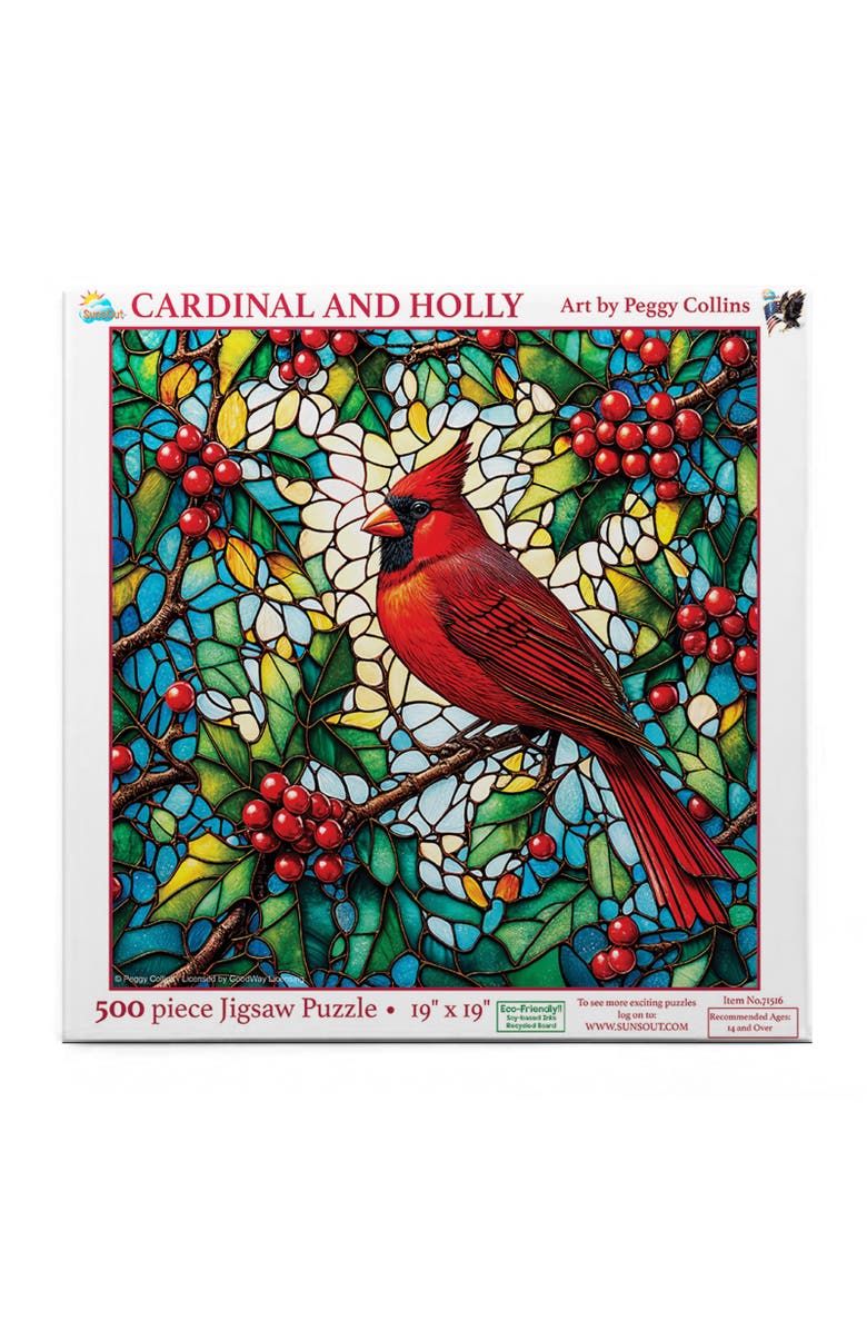 Sunsout Cardinal and Holly 500 piece Jigsaw Puzzle for Adults, Alternate, color, Multicolor