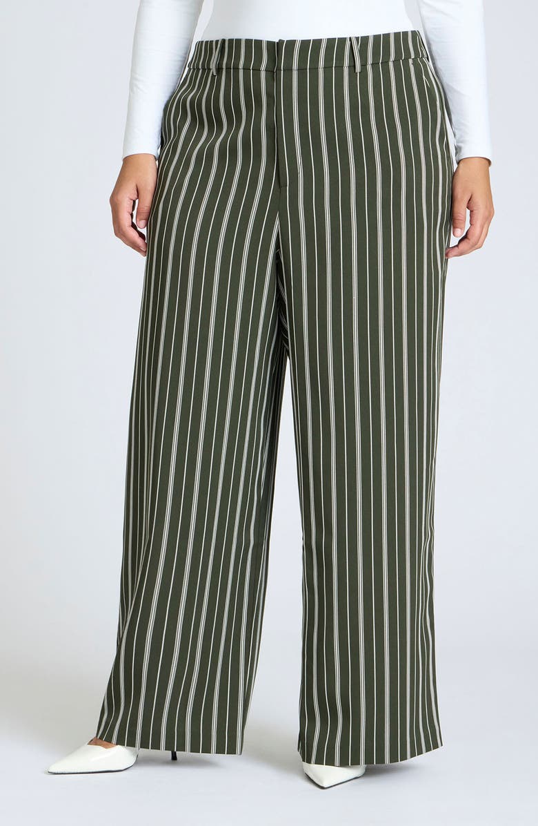 ELOQUII Pinstripe Wide Leg Pants, Main, color, 