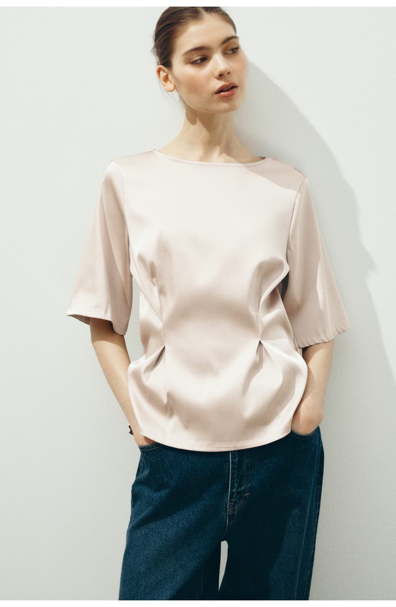 H&M Waisted Blouse, Alternate, color, Light Beige