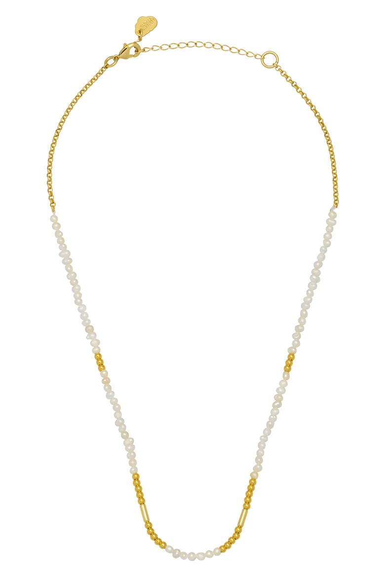 Faux Pearl Beaded Necklace, Main, color, GOLD