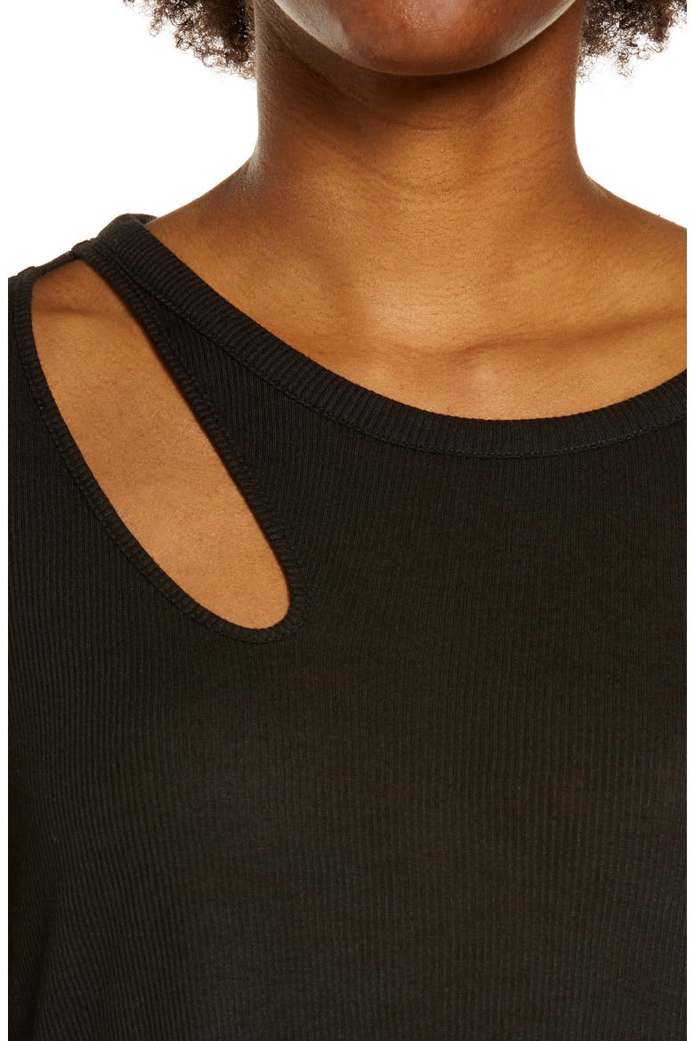 Peak Cutout Long Sleeve T-Shirt, Alternate, color, BLACK