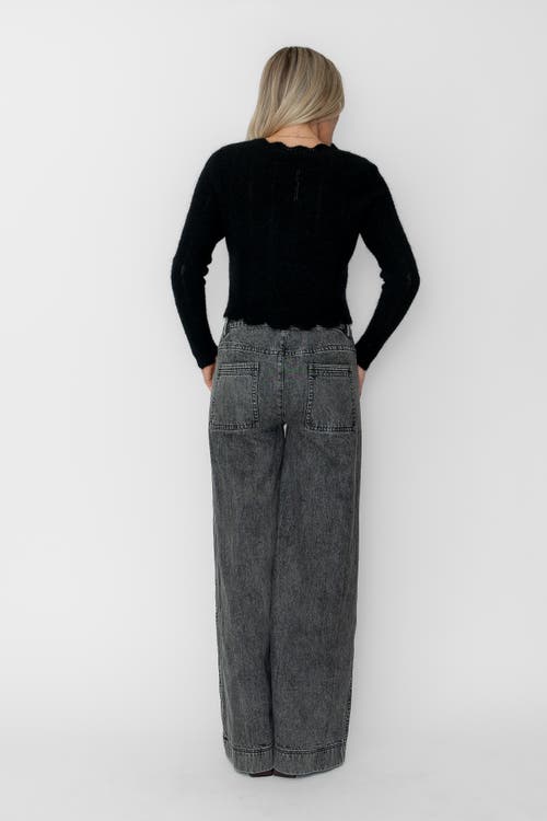 West Of Amelie Scallop Cardigan In Black